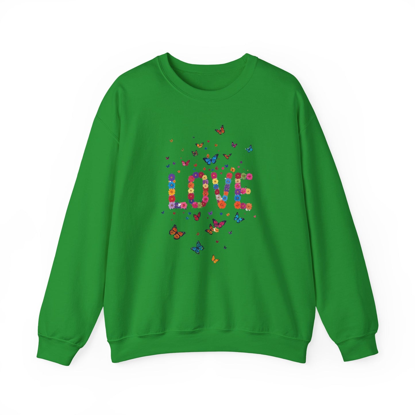 Unisex Floral Love Sweatshirt Fifty Fifty Cotton Poly Valentines Day