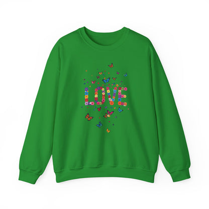 Unisex Floral Love Sweatshirt Fifty Fifty Cotton Poly Valentines Day
