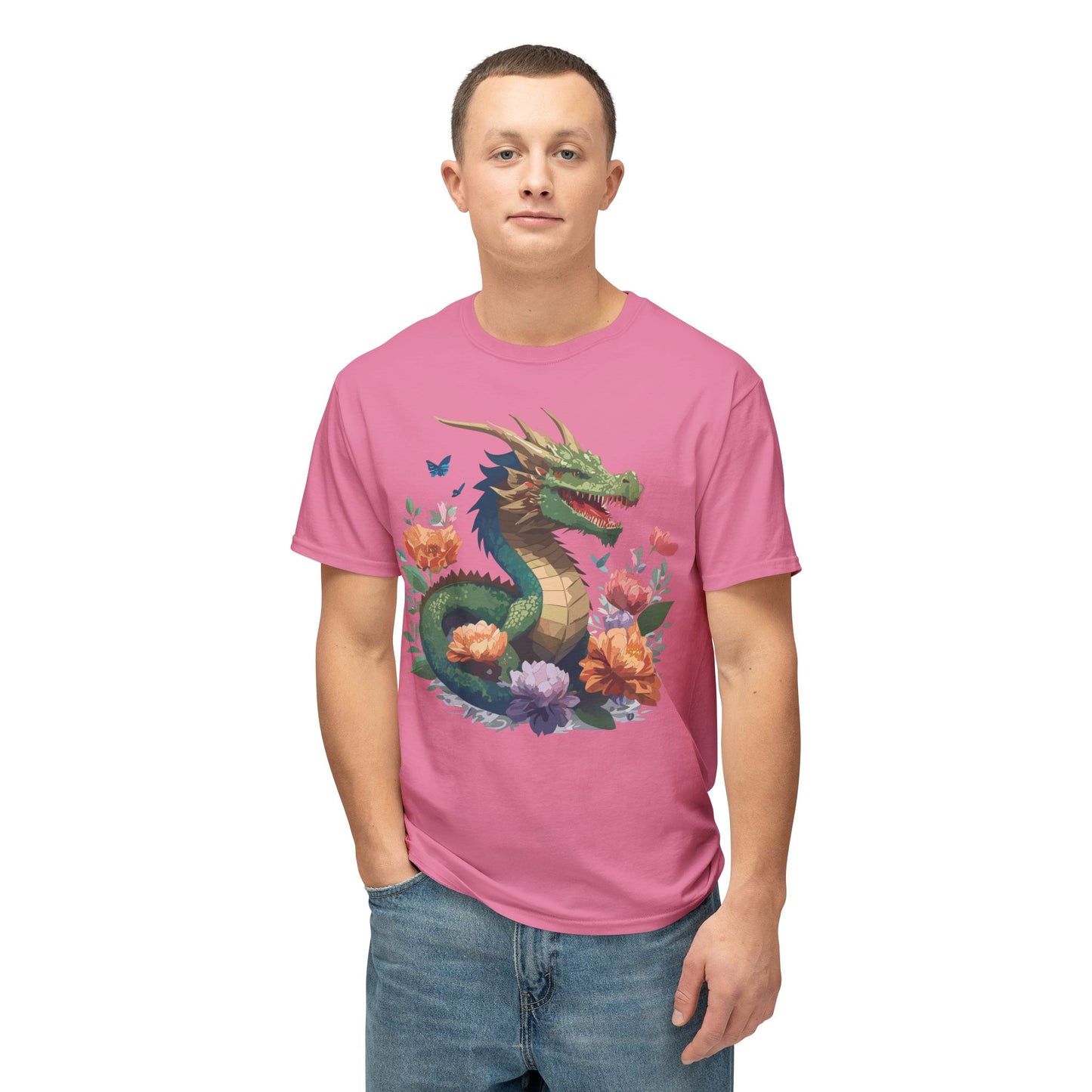 Dragon T-Shirt, Vintage Dragon Tee, Floral Tees, Dragon Art Design Shirt, Tee Shirt with Dragon 6