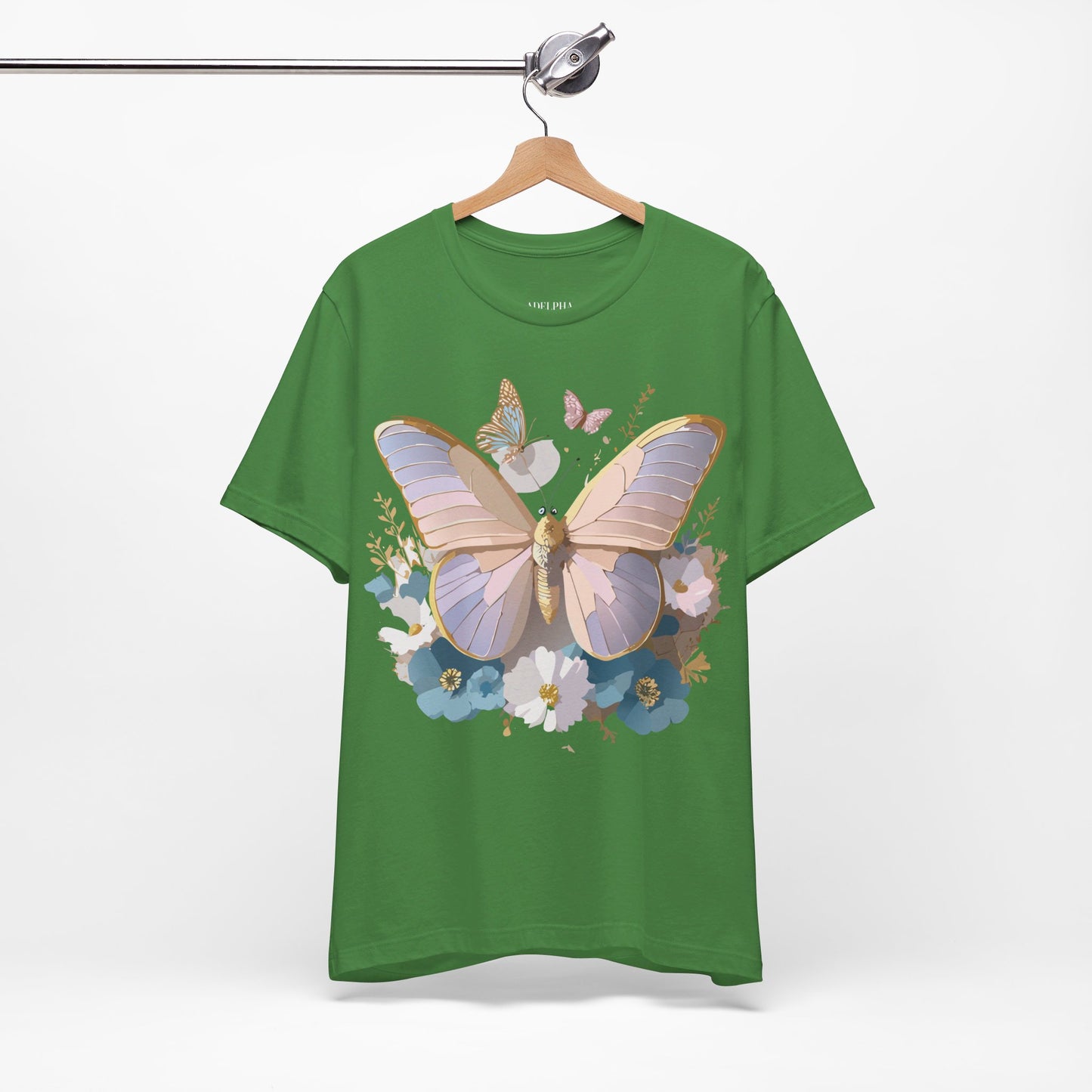 Natural Cotton Tee Shirt with Butterfly