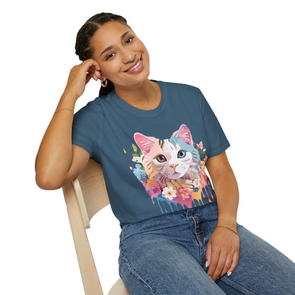 Cat Shirt Unisex Softstyle Tee 100 Percent Ring Spun Cotton Kitten Tee