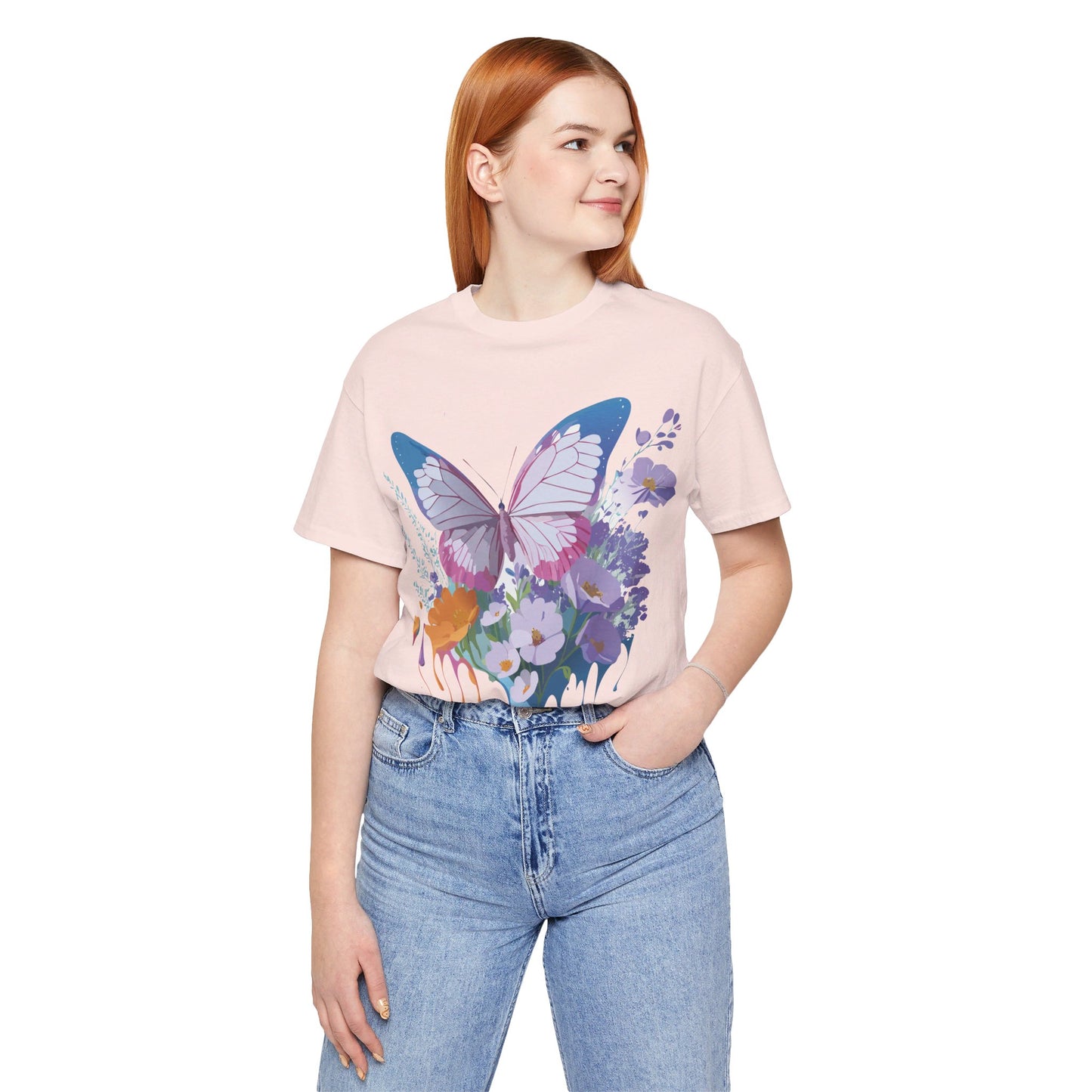 T-Shirt aus natürlicher Baumwolle mit Schmetterling