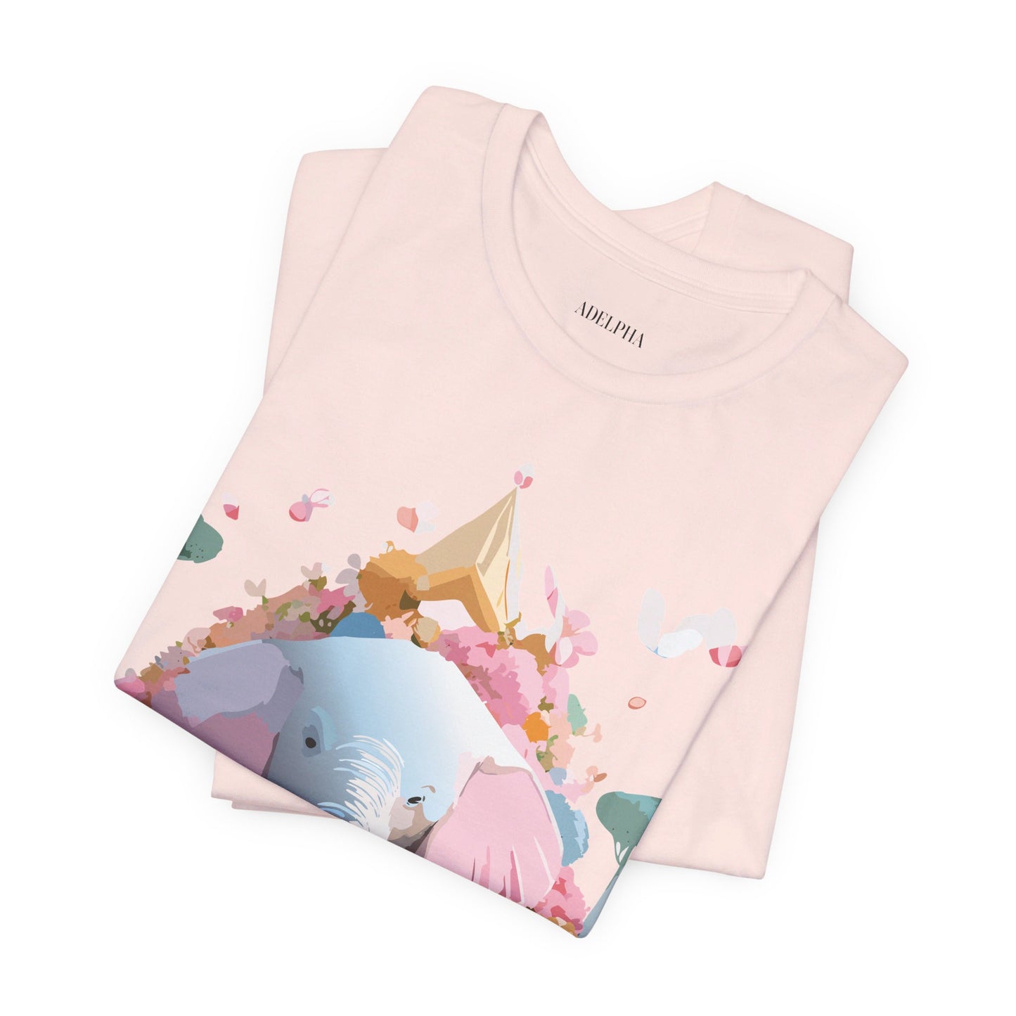 T-shirt en coton naturel avec motif éléphant