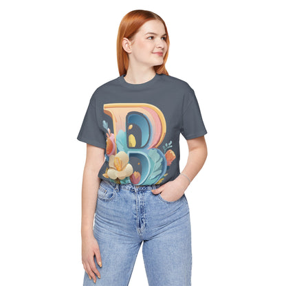 Natural Cotton Tee Shirt - Letters Collection - B Printify