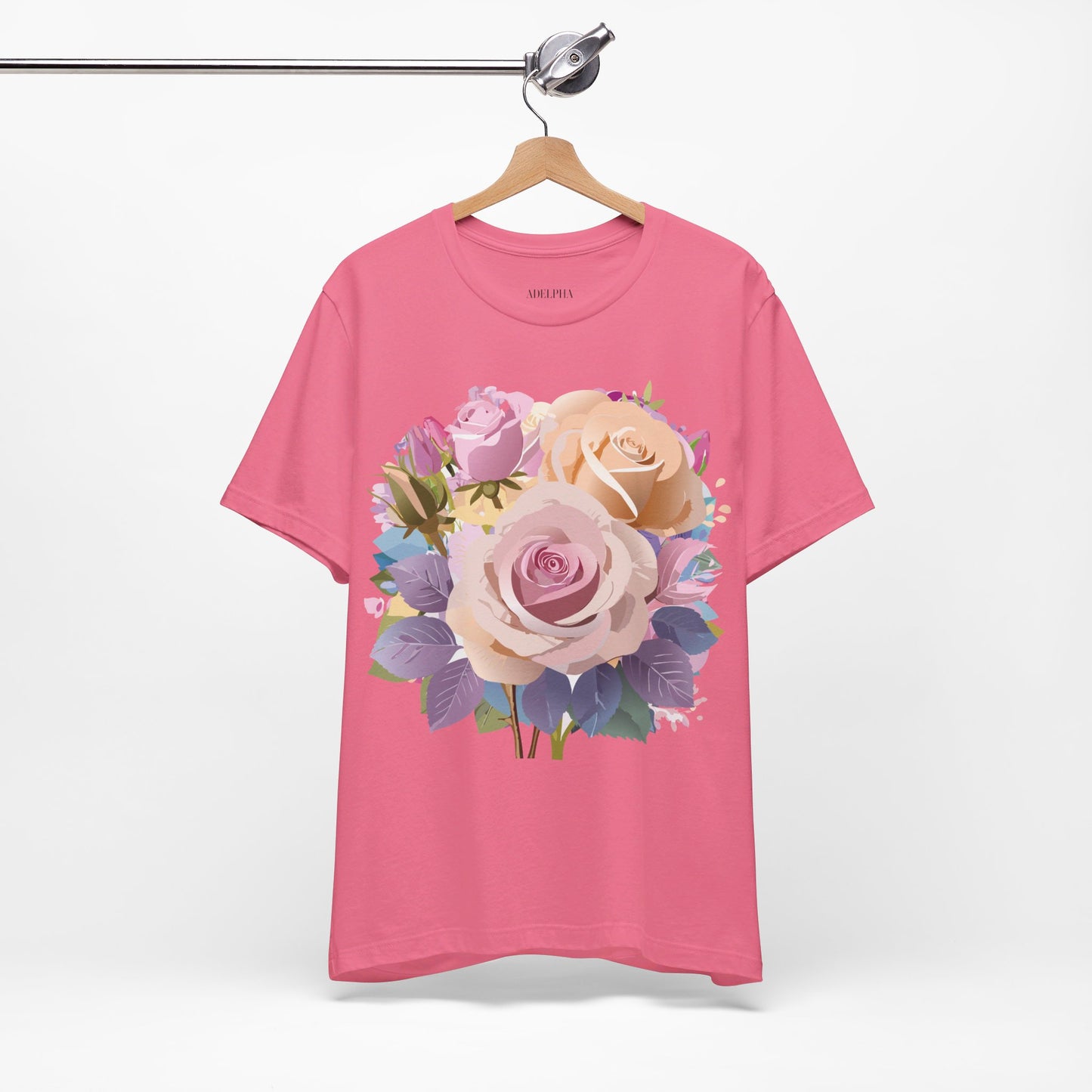 Natural Cotton Tee Shirt with Flowers