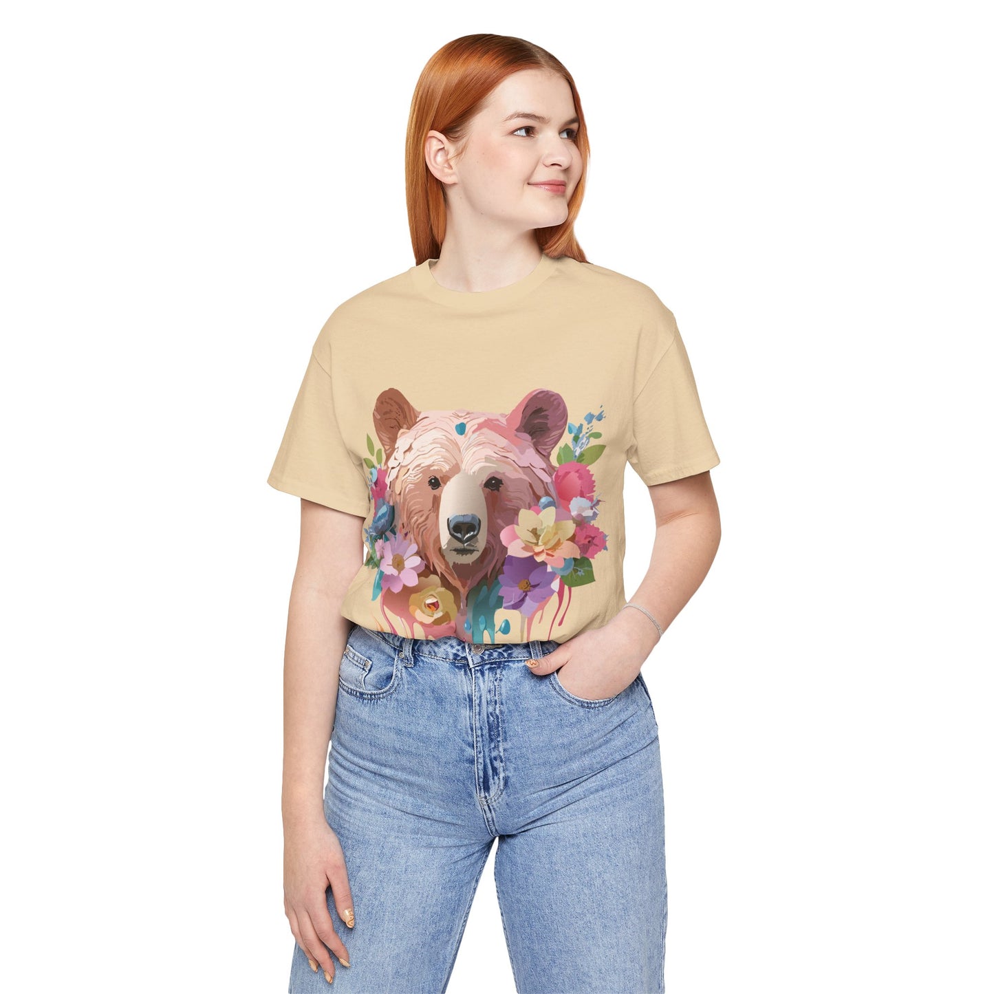 Natural Cotton Tee Shirt with Bear