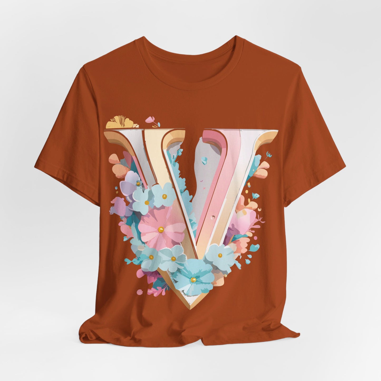 Natural Cotton Tee Shirt - Letters Collection - V