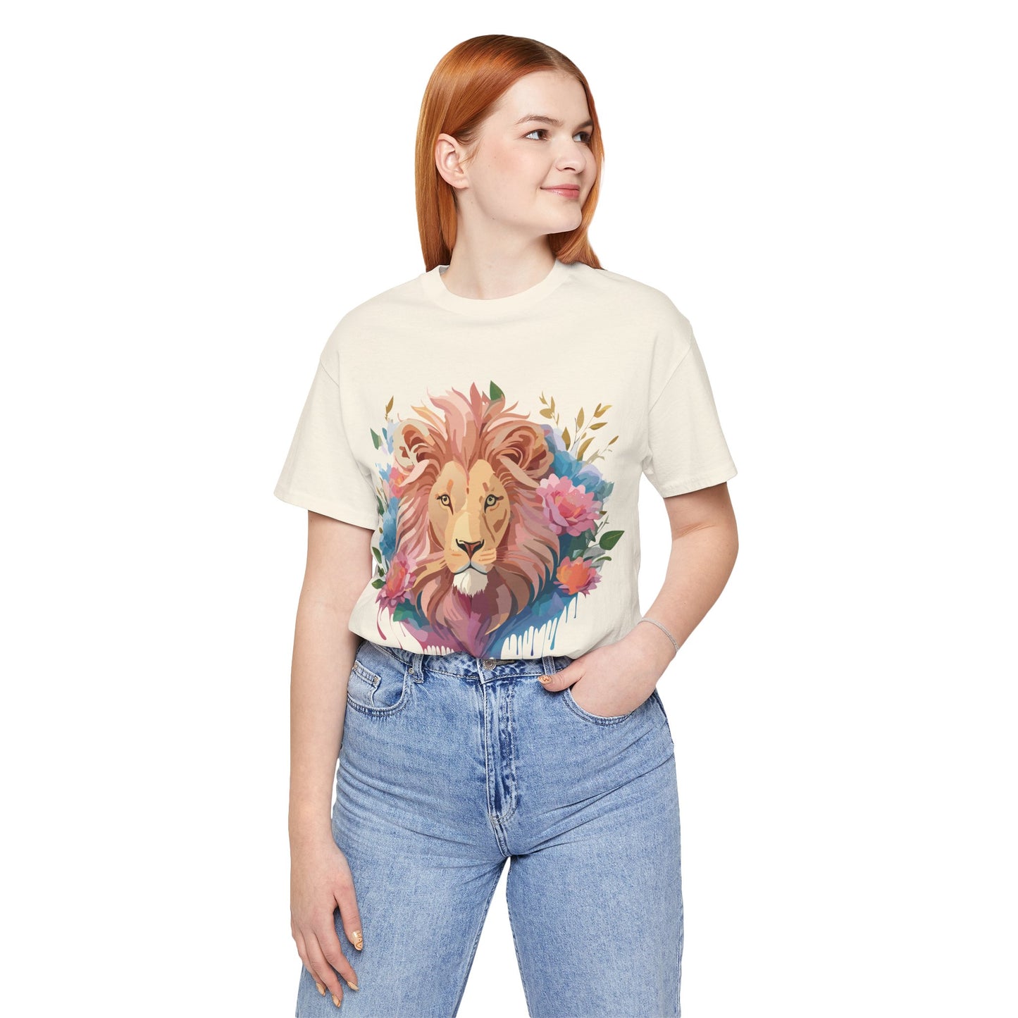 Natural Cotton Tee Shirt with Lion