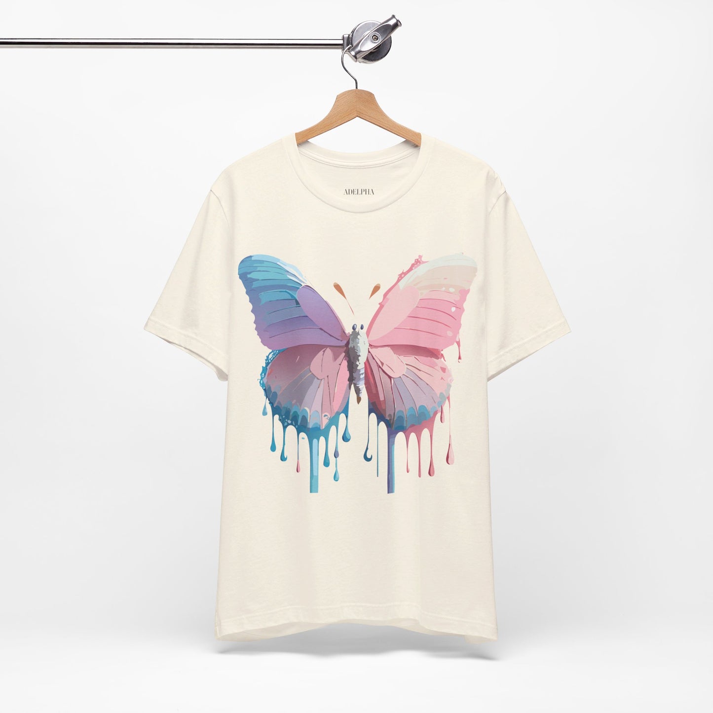 Natural Cotton Tee Shirt with Butterfly