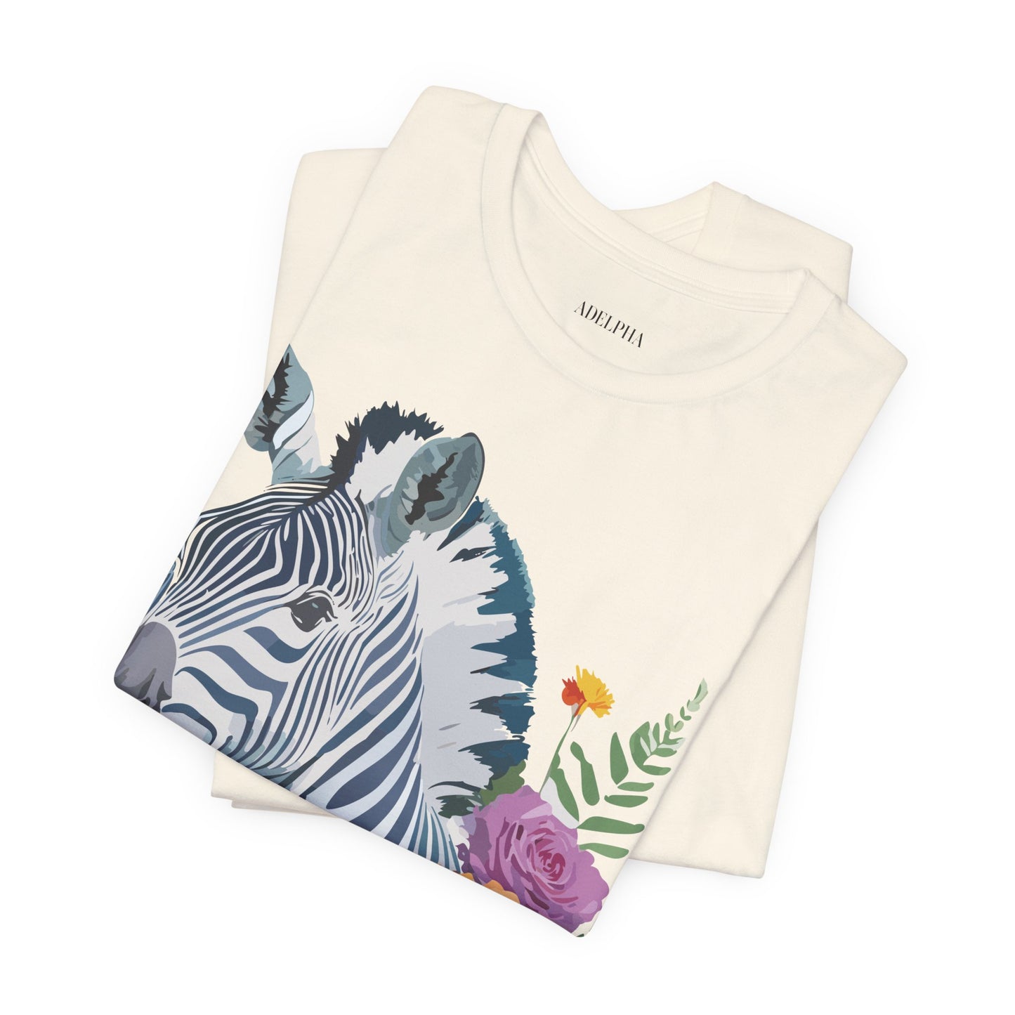 Natural Cotton Tee Shirt with Zebra