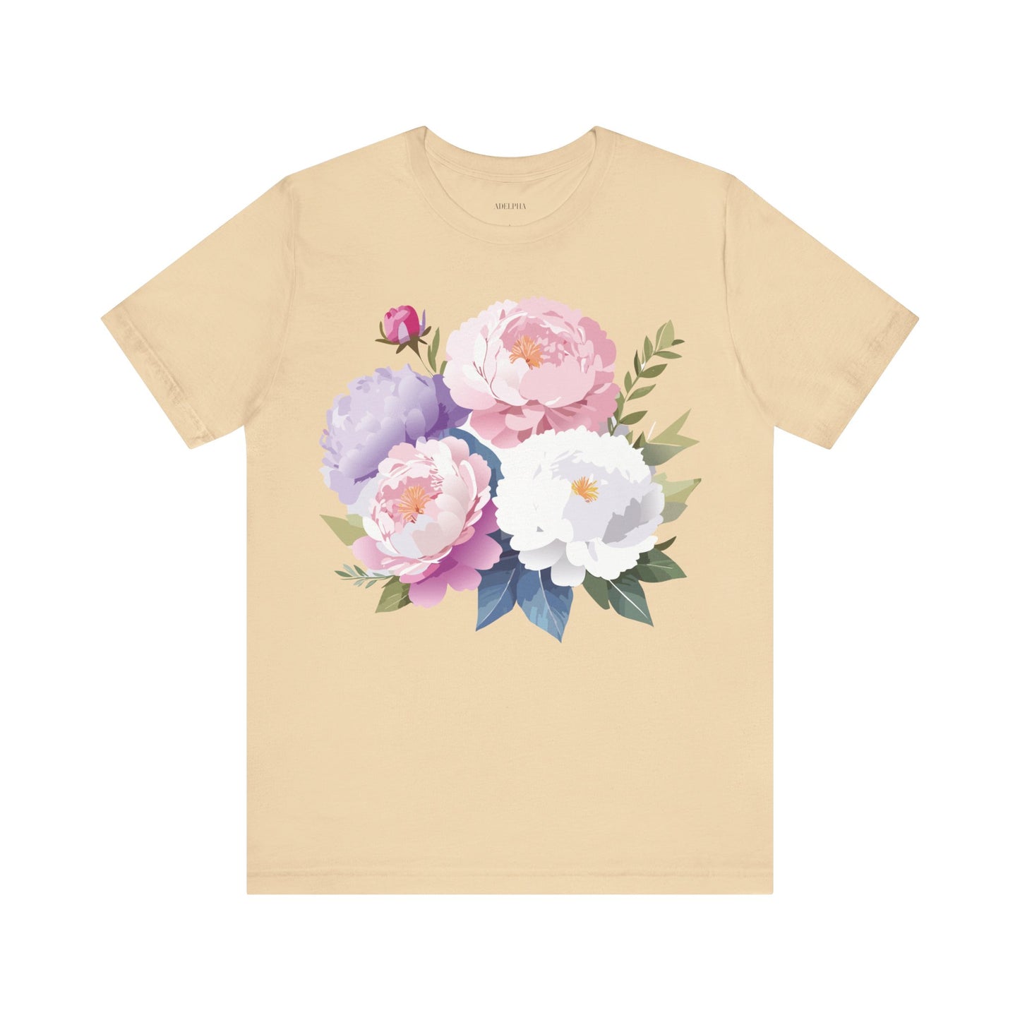 Natural Cotton Tee Shirt with Flowers