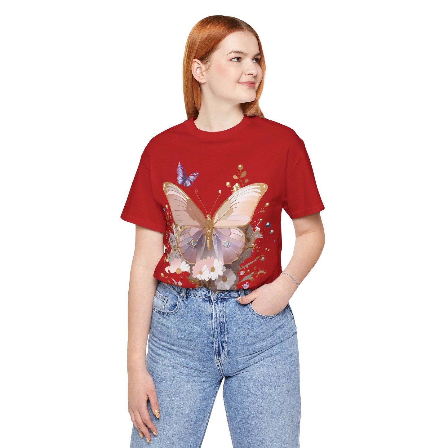 T-shirt en coton naturel avec papillon