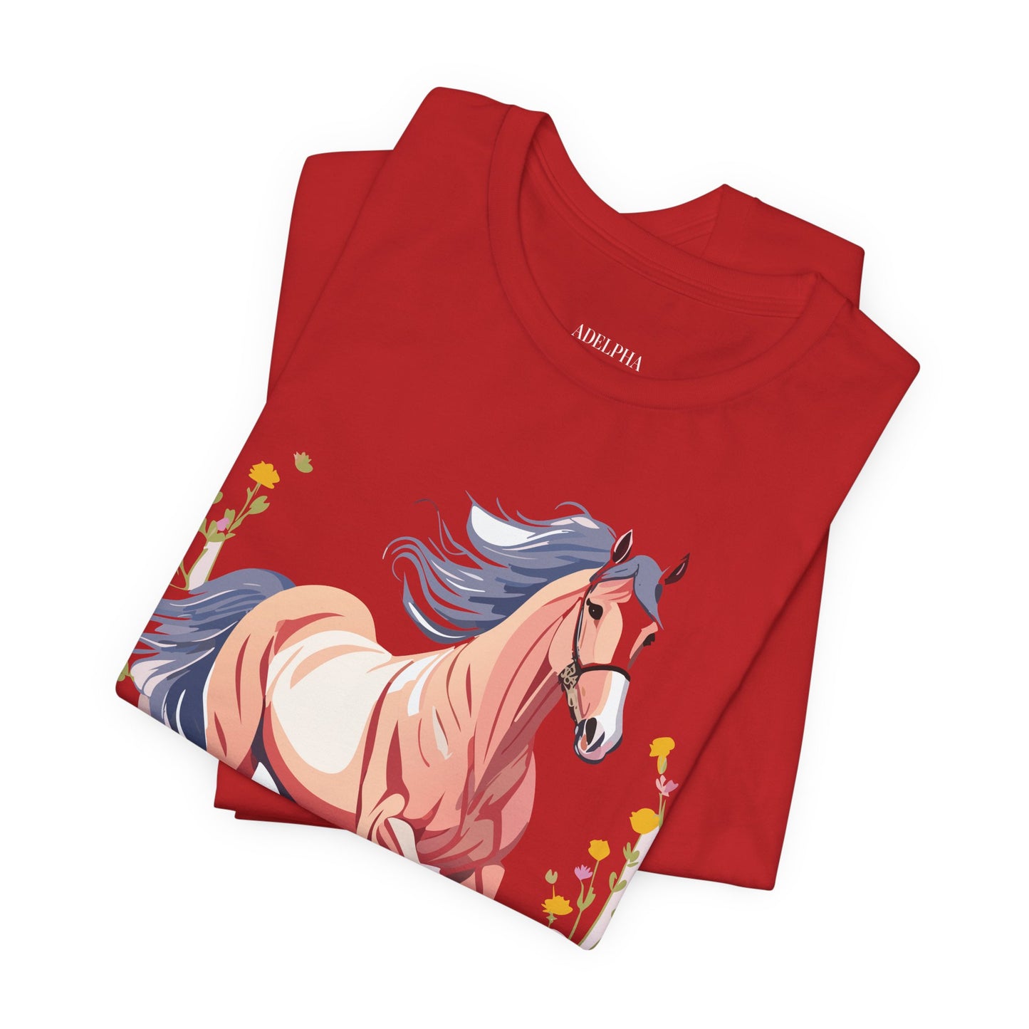 Natural Cotton Tee Shirt with Horse