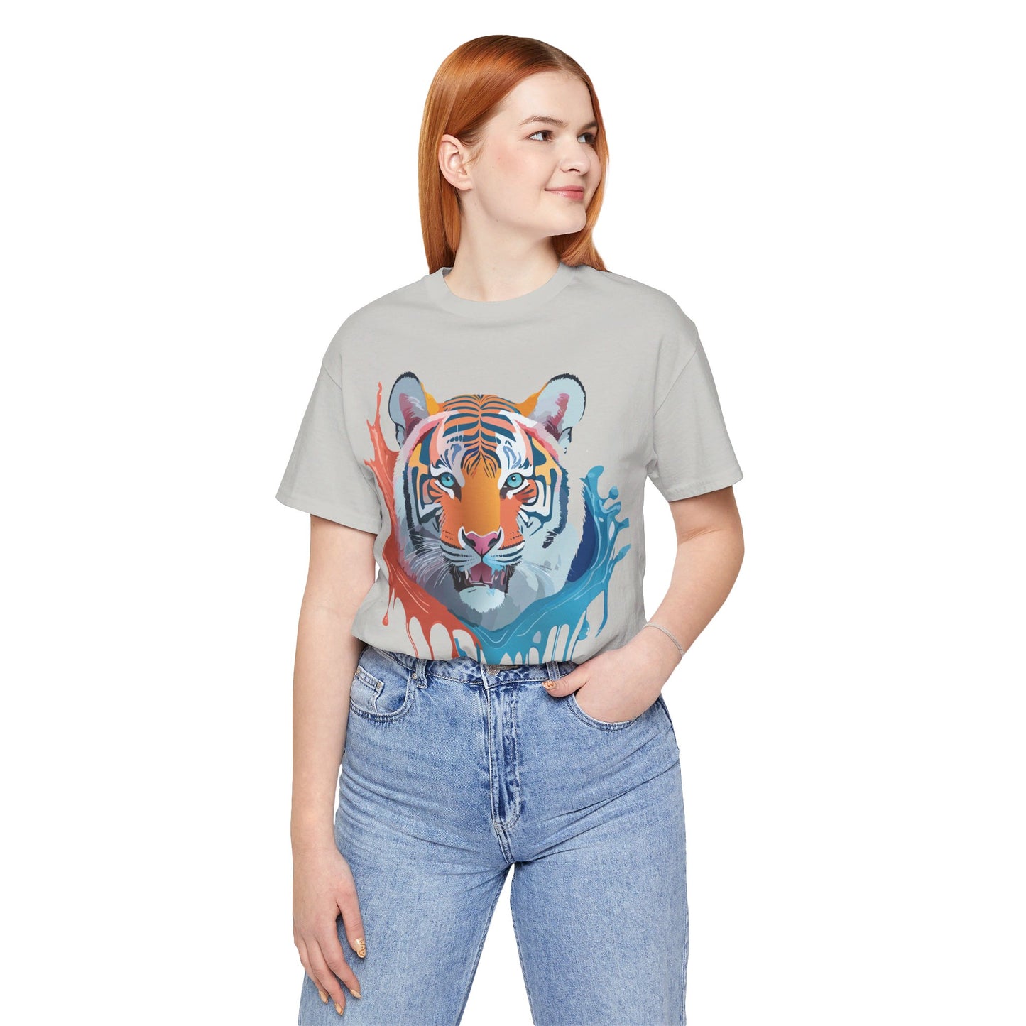 Natural Cotton Tee Shirt with Tiger