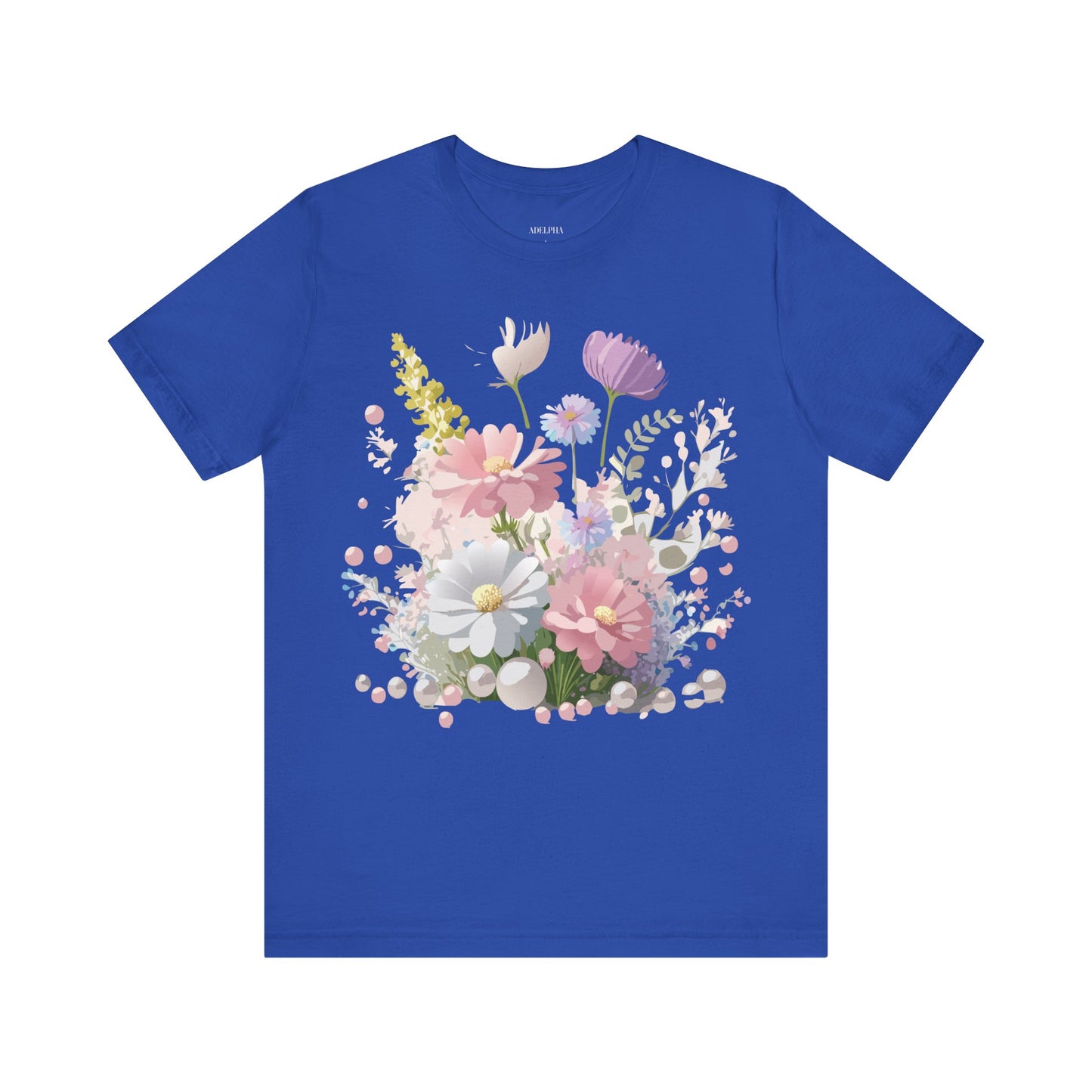 Natural Cotton Tee Shirt with Flowers