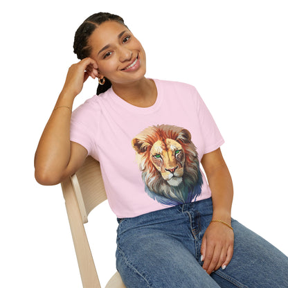 Gildan Softstyle Lion Shirt Unisex Floral Tee Animal Print Tee