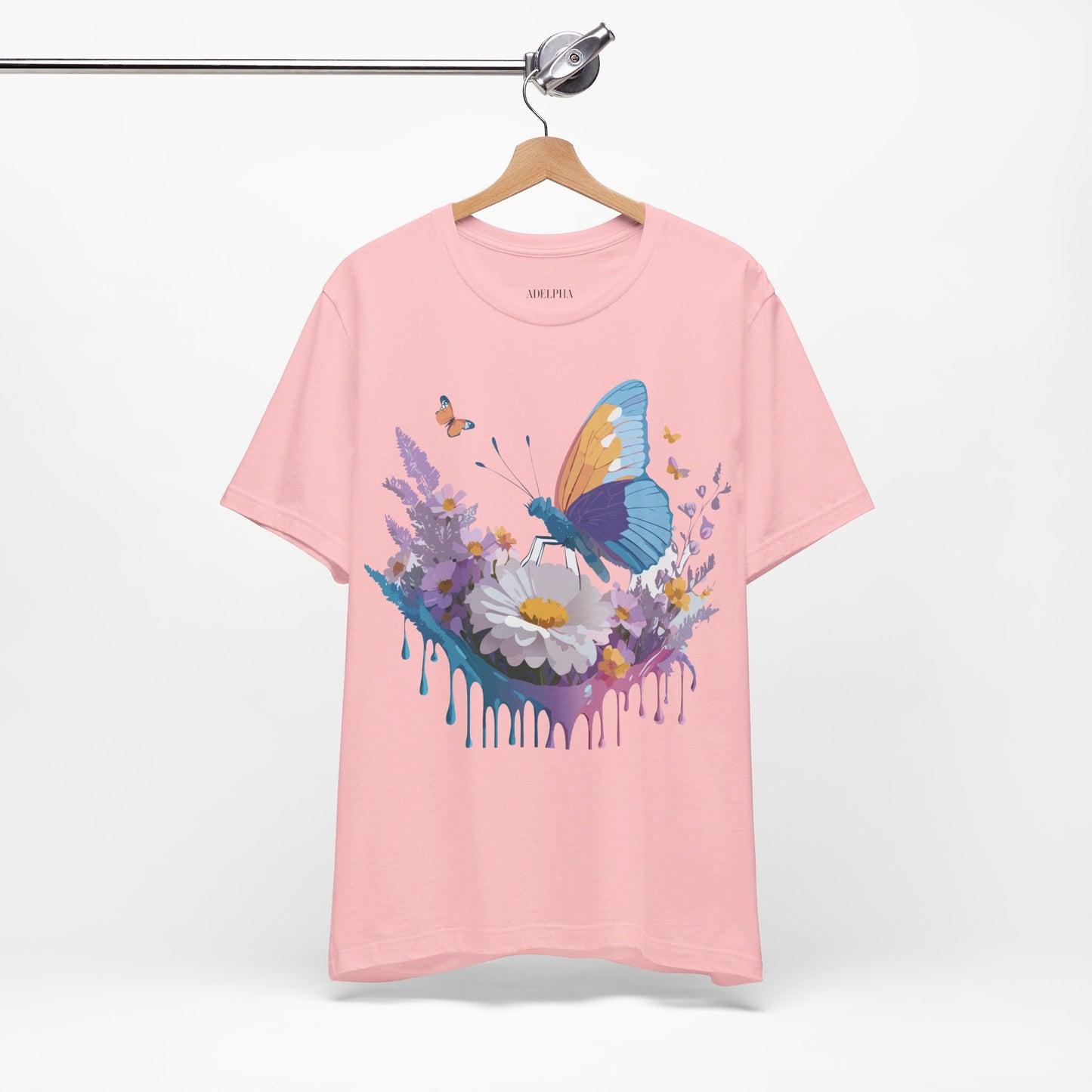 Natural Cotton Tee Shirt with Butterfly