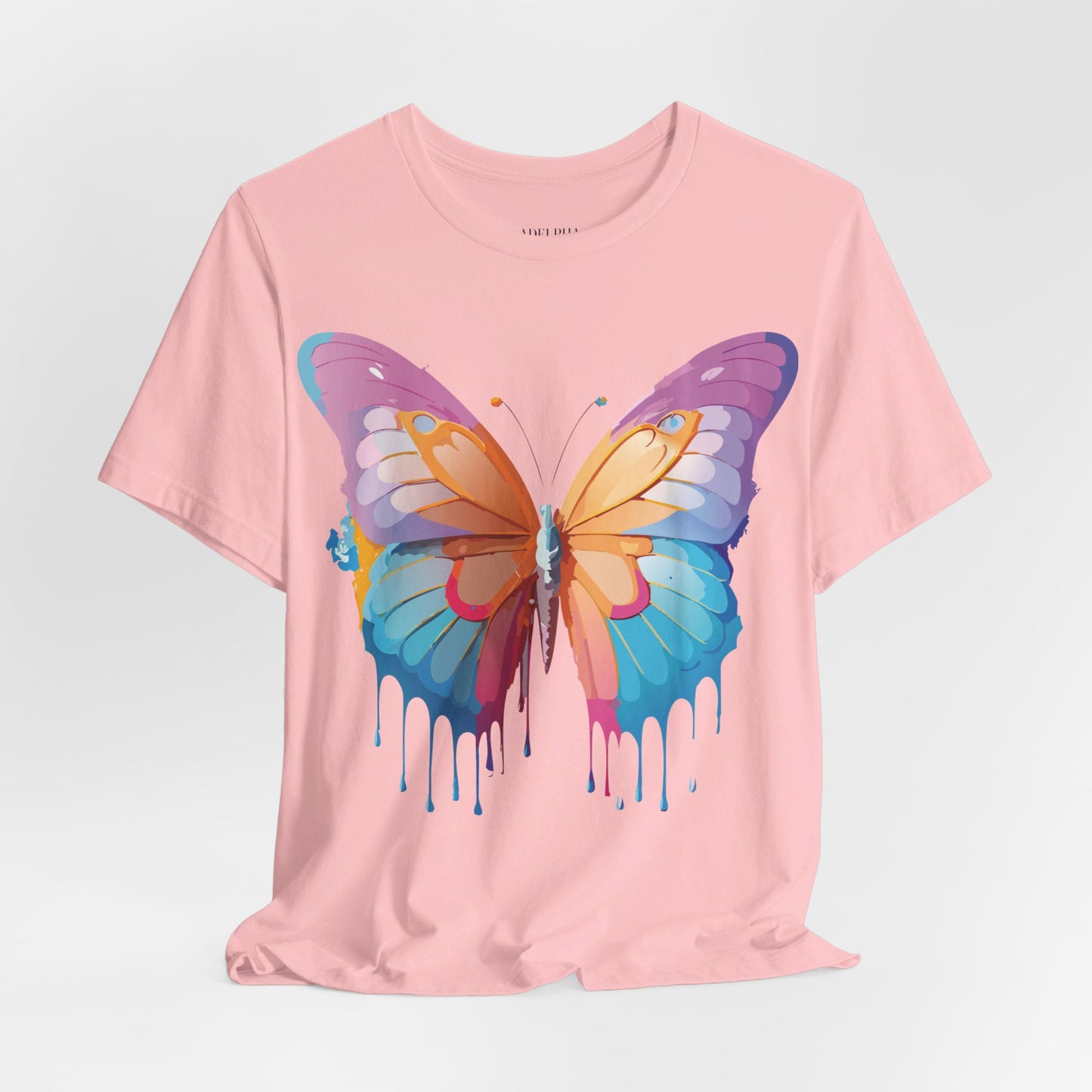 Natural Cotton Tee Shirt with Butterfly