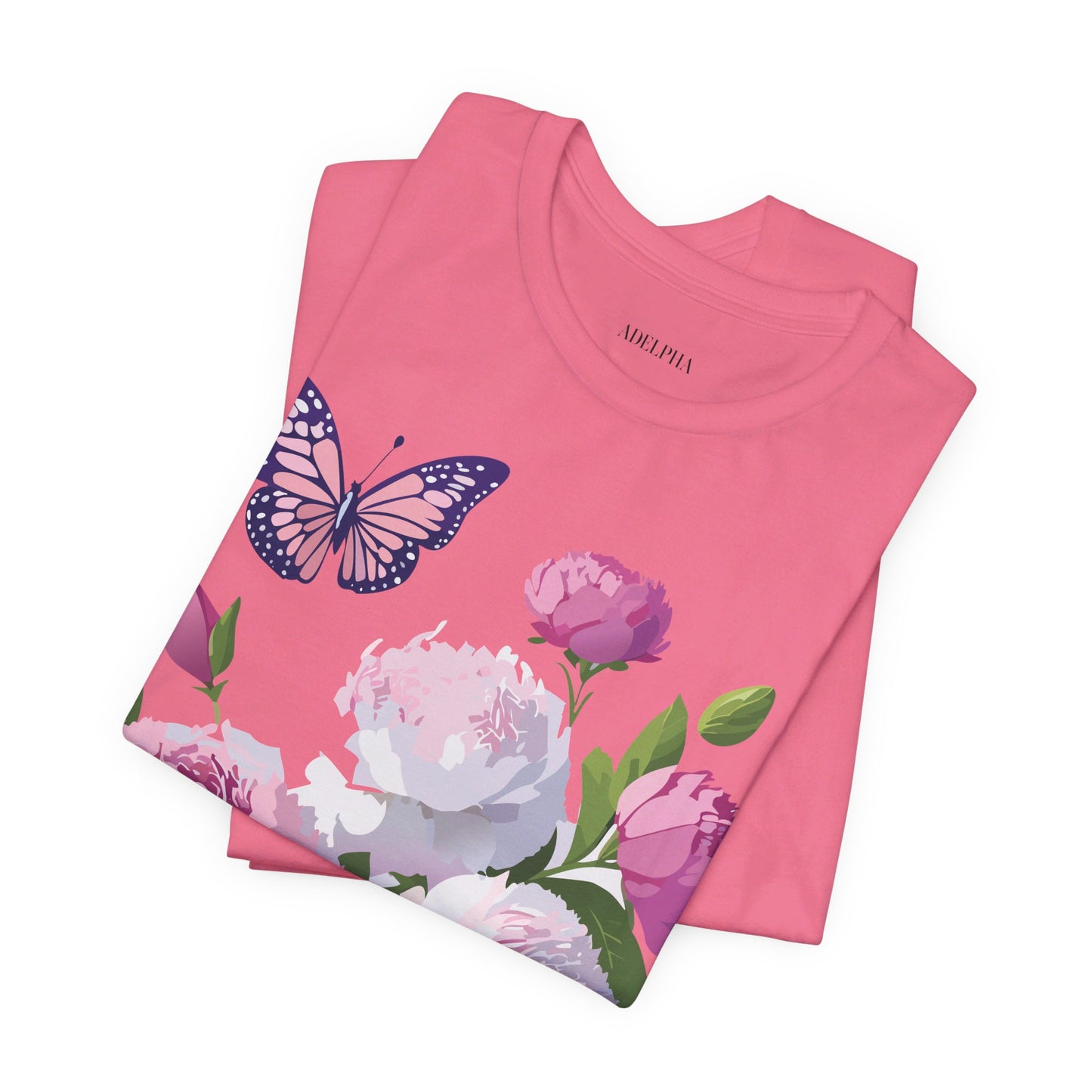 Natural Cotton Tee Shirt with Flowers