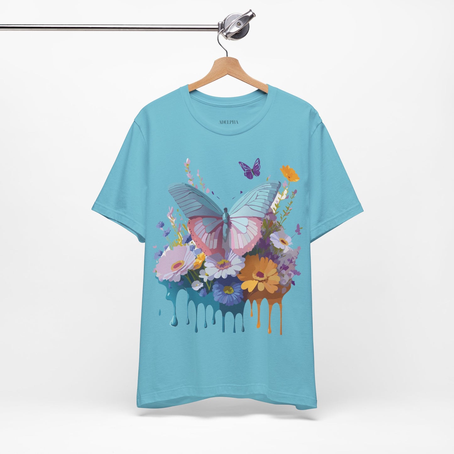 Natural Cotton Tee Shirt with Butterfly