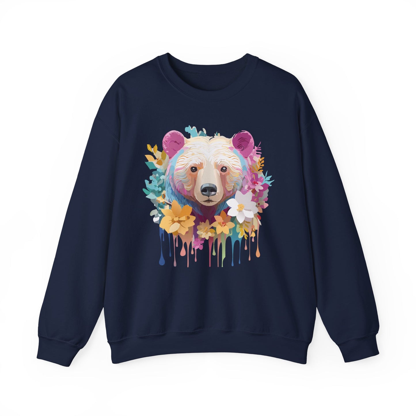 Unisex Floral Bear Sweatshirt, Animals Sweatshirt, Floral Sweatshirt, Art Design Sweatshirt