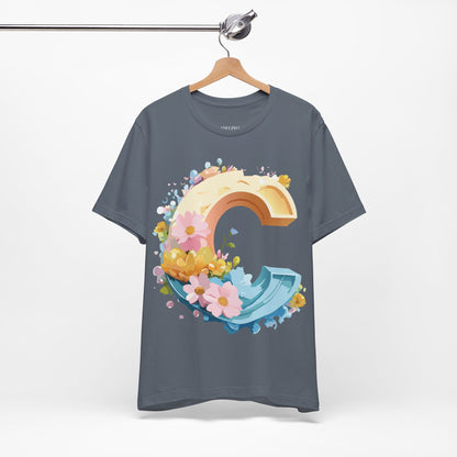 Natural Cotton Tee Shirt - Letters Collection - C Printify