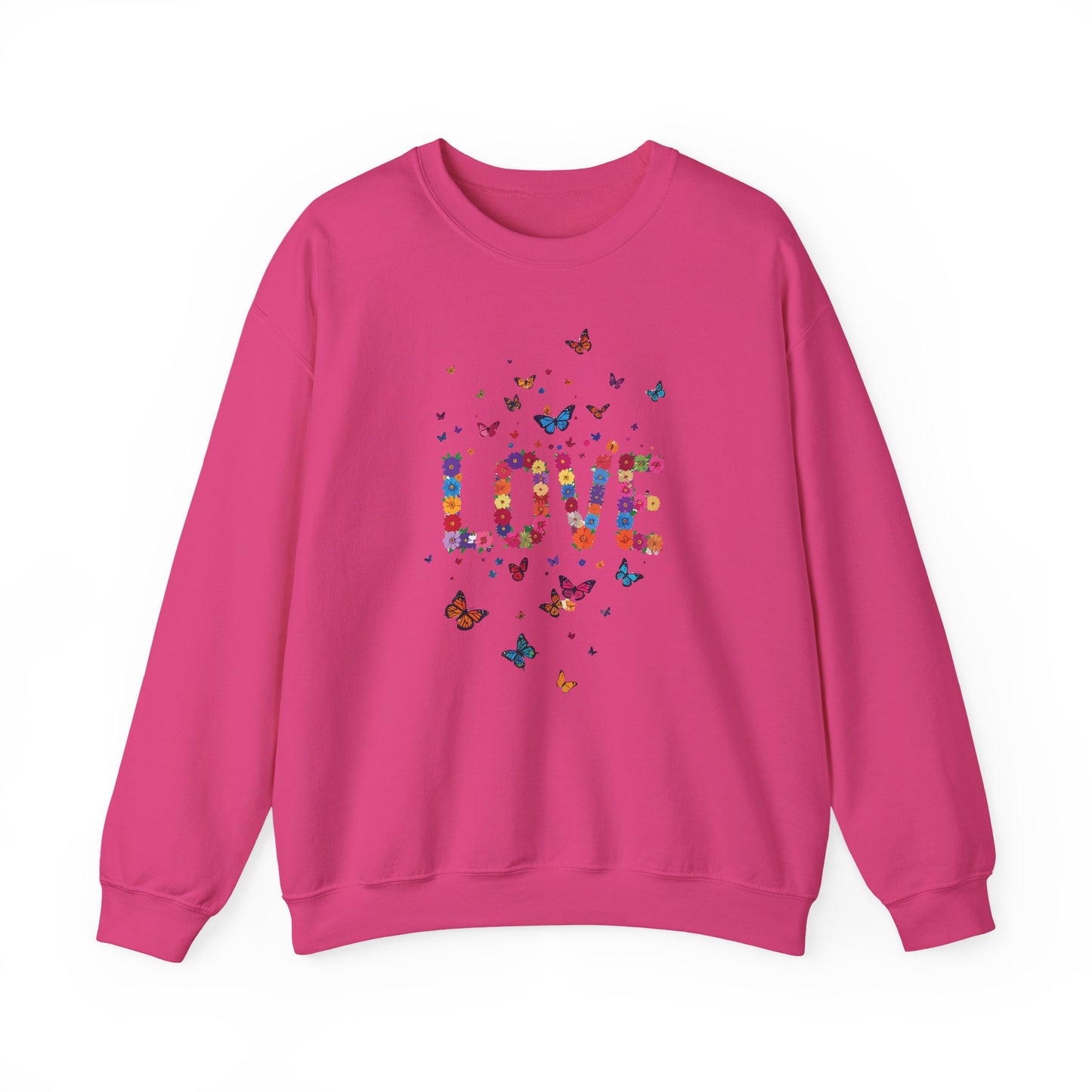 Unisex Floral Love Sweatshirt Fifty Fifty Cotton Poly Valentines Day