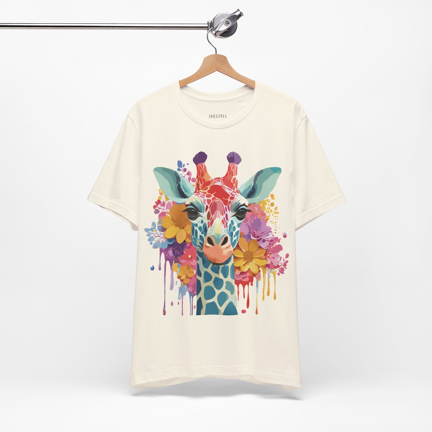 Natural Cotton Tee Shirt with Giraffe