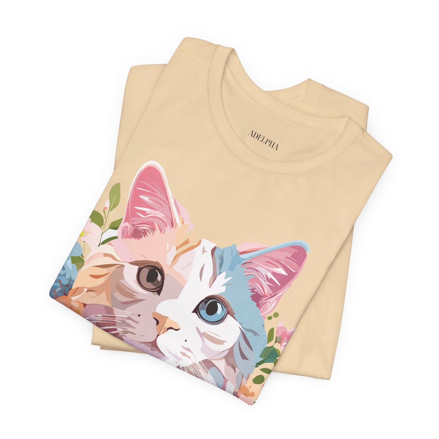 Natural Cotton Tee Shirt with Cat