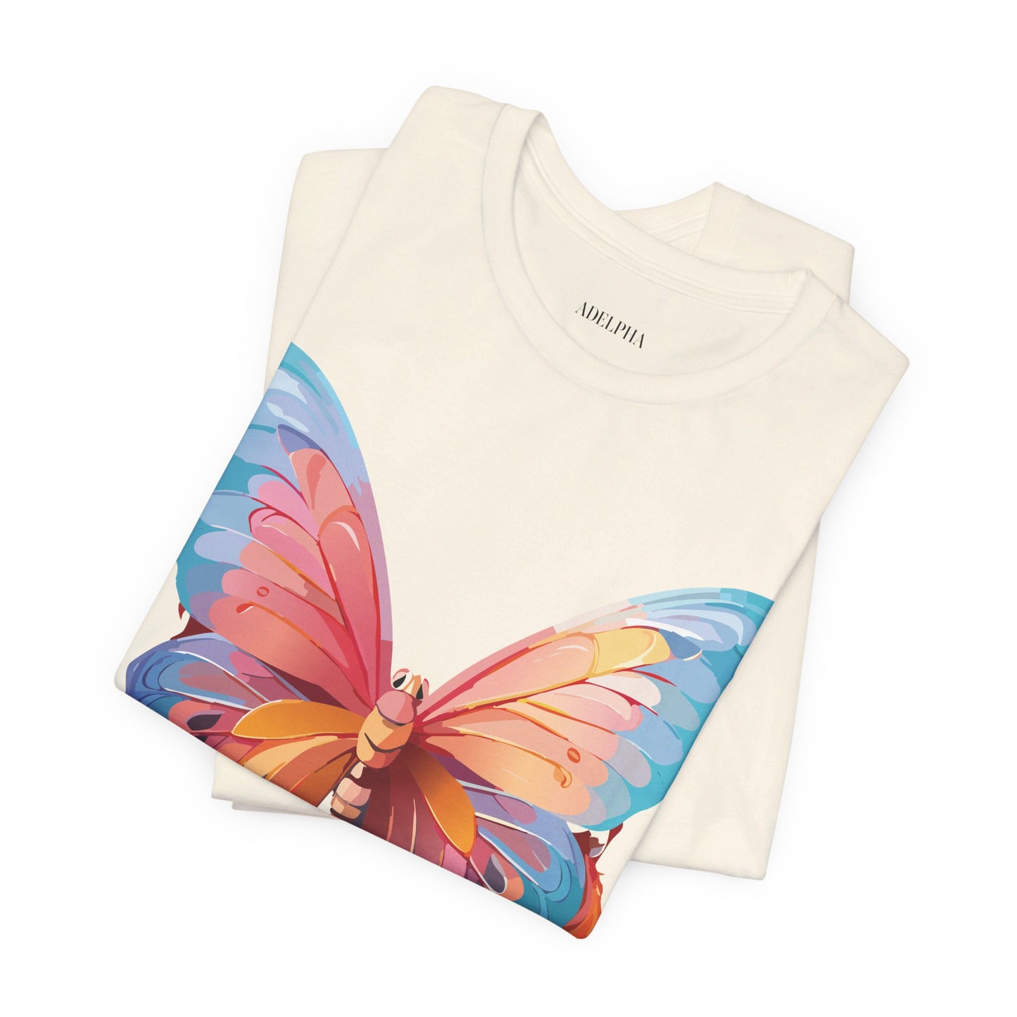 Natural Cotton Tee Shirt with Butterfly