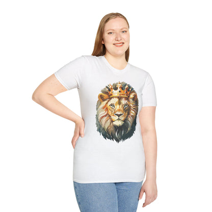 Unisex Lion Print T Shirt Softstyle 64000 One Hundred Percent Ring Spun Cotton