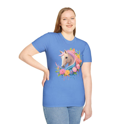 Unisex Horse Shirt Soft Cotton Tee With Animal Artwork Gildan Softstyle