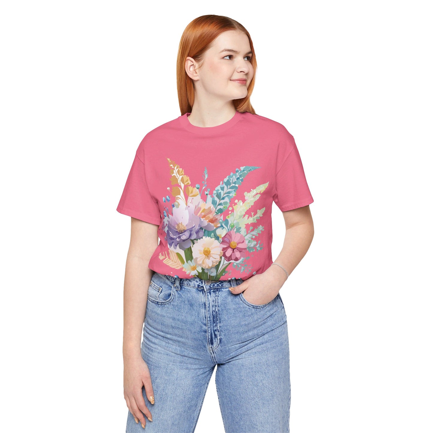 T-Shirt aus natürlicher Baumwolle mit Blumen