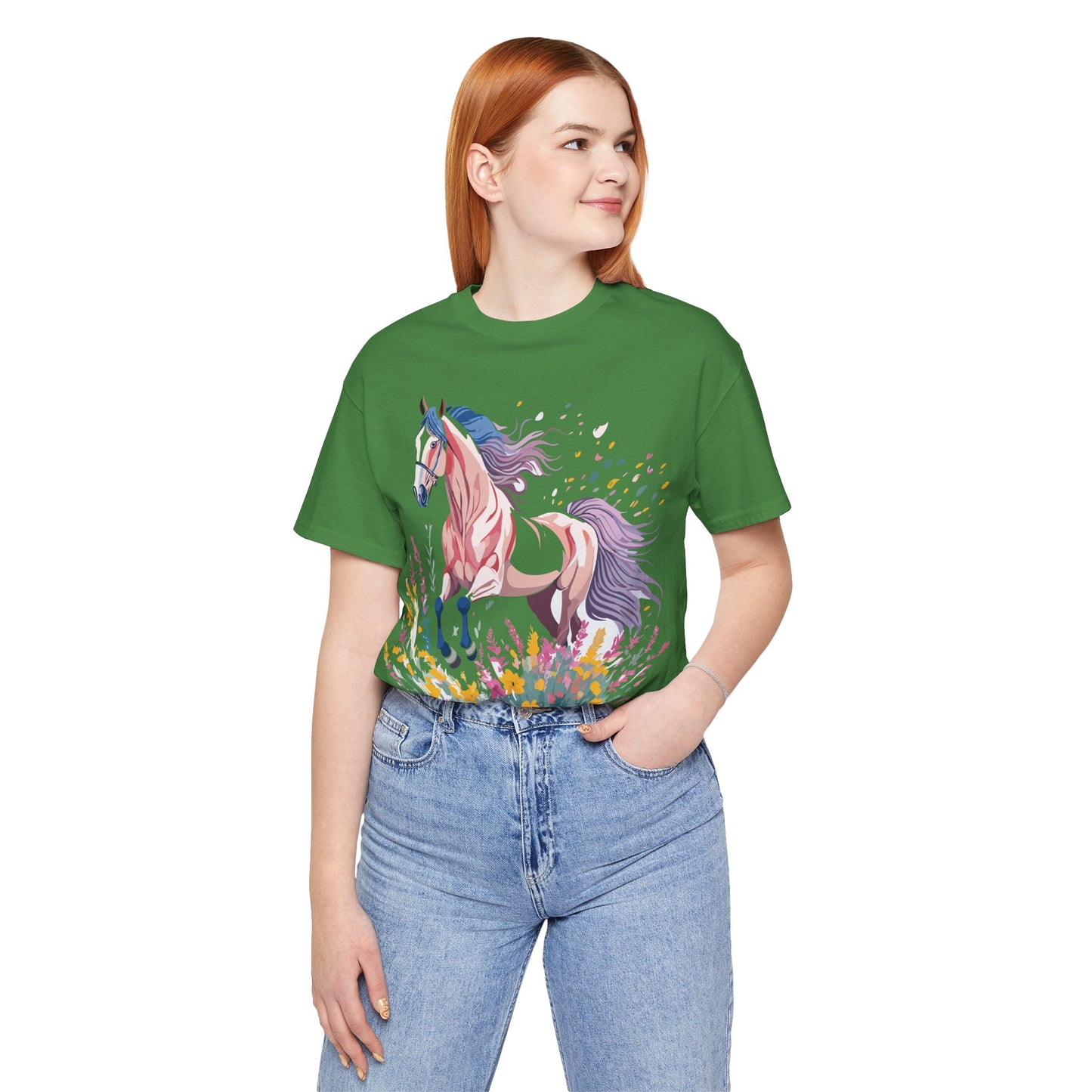 Natural Cotton Tee Shirt with Horse