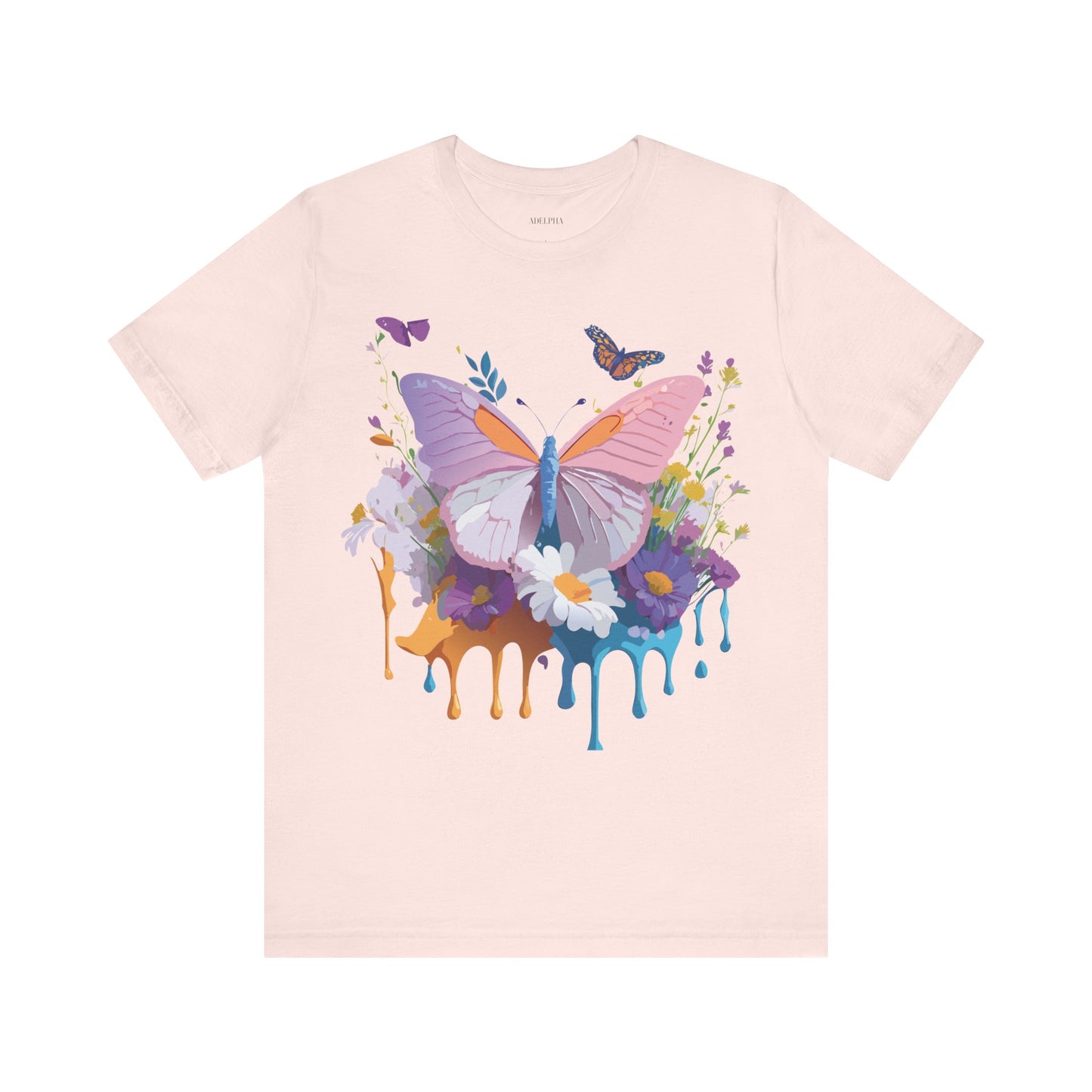 Natural Cotton Tee Shirt with Butterfly