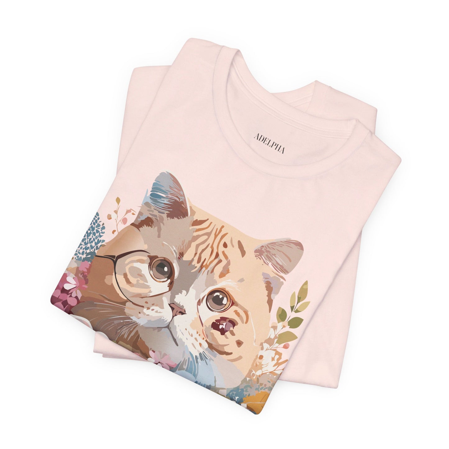 Natural Cotton Tee Shirt with Cat