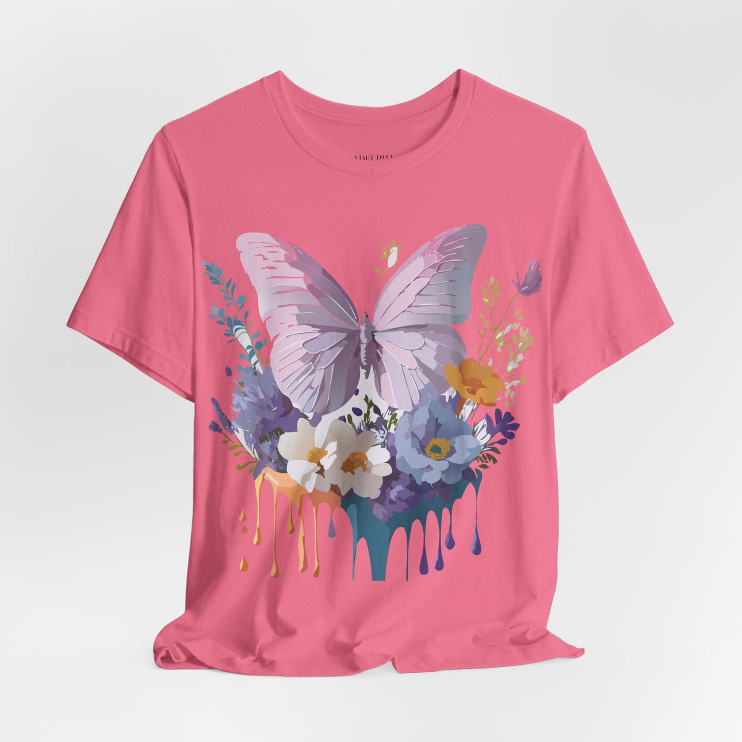 Natural Cotton Tee Shirt with Butterfly