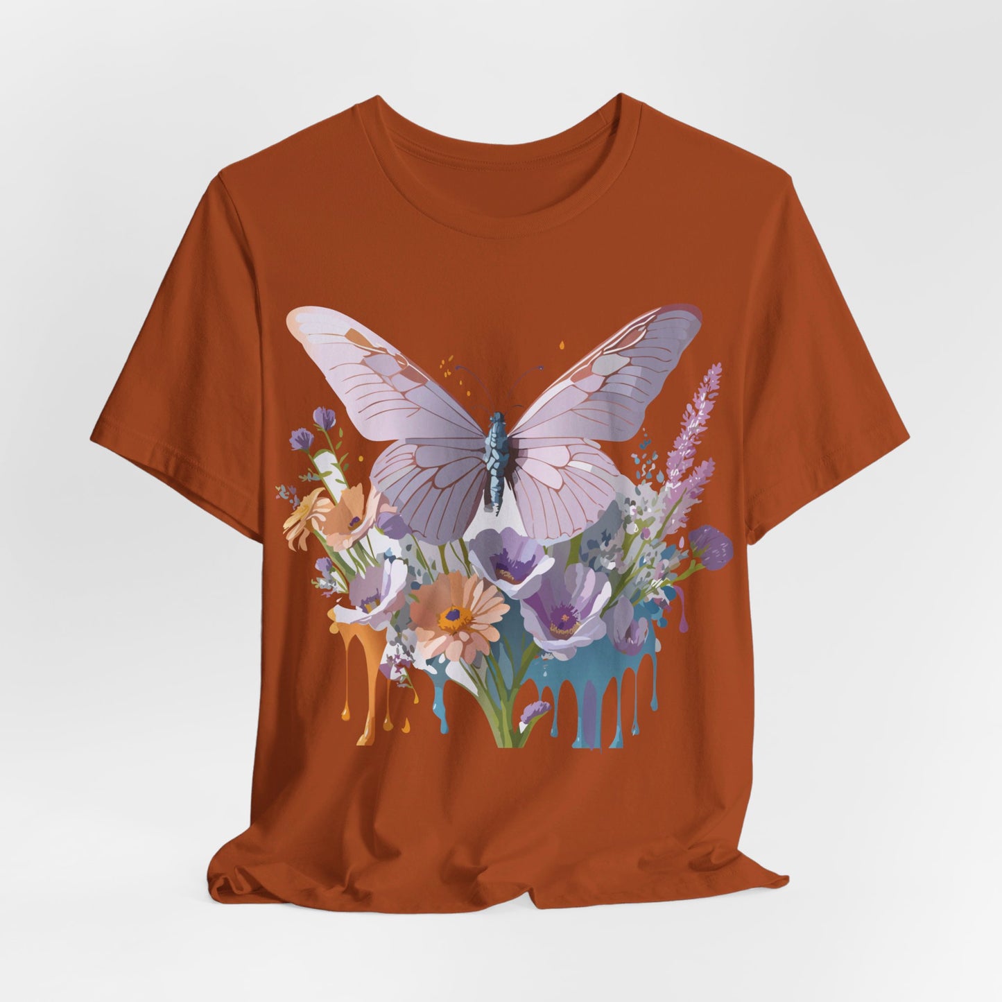 Natural Cotton Tee Shirt with Butterfly