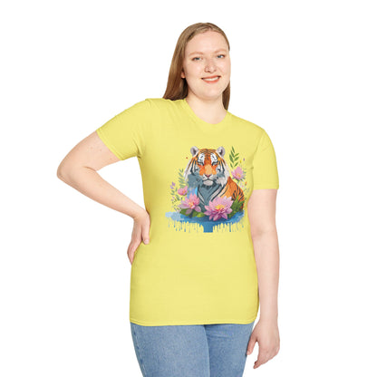 Tiger Print Unisex T Shirt Gildan Softstyle 64000 Animal Tee