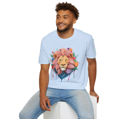 Lion Shirt Unisex Floral Lion Tee Animal Print Softstyle Tee