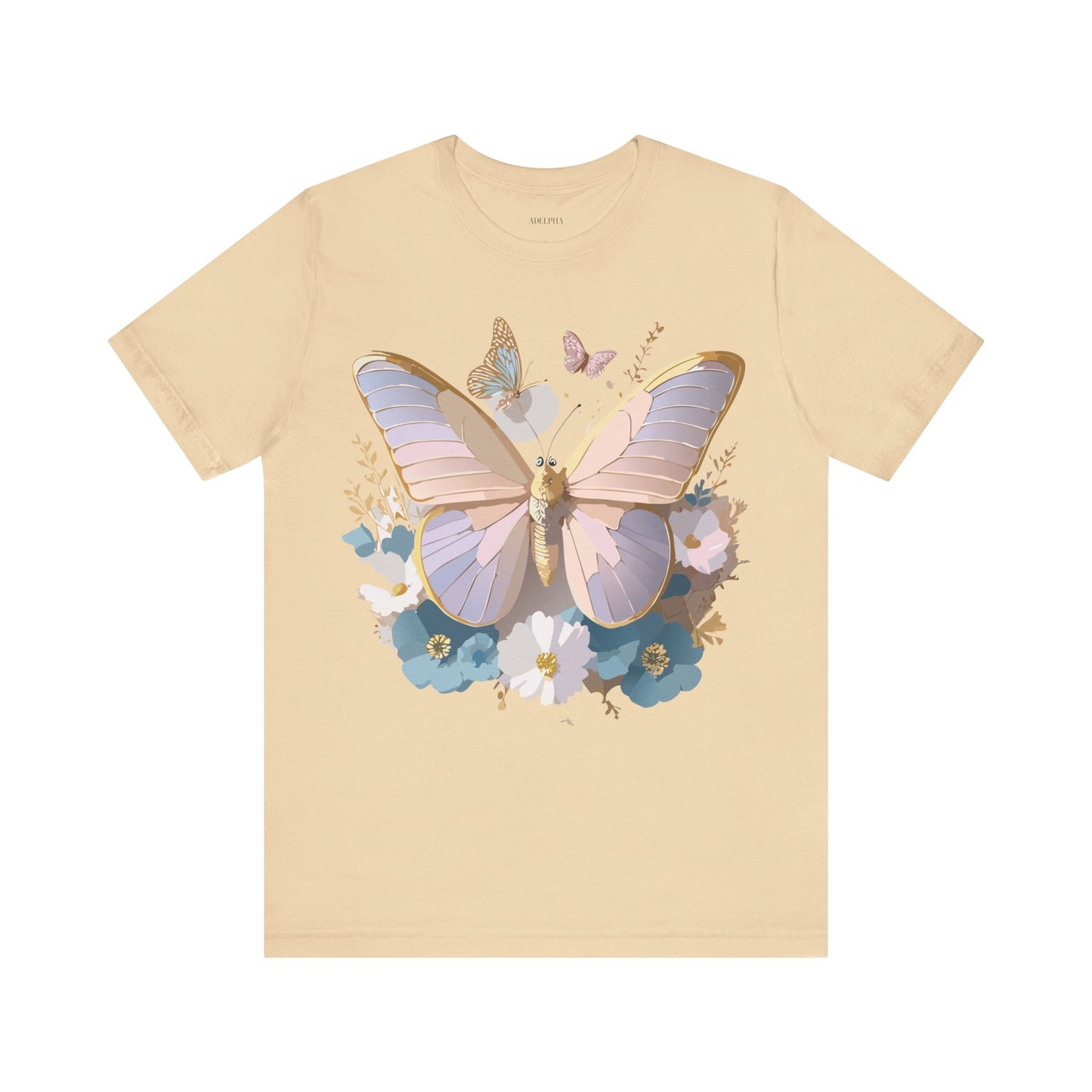 Natural Cotton Tee Shirt with Butterfly