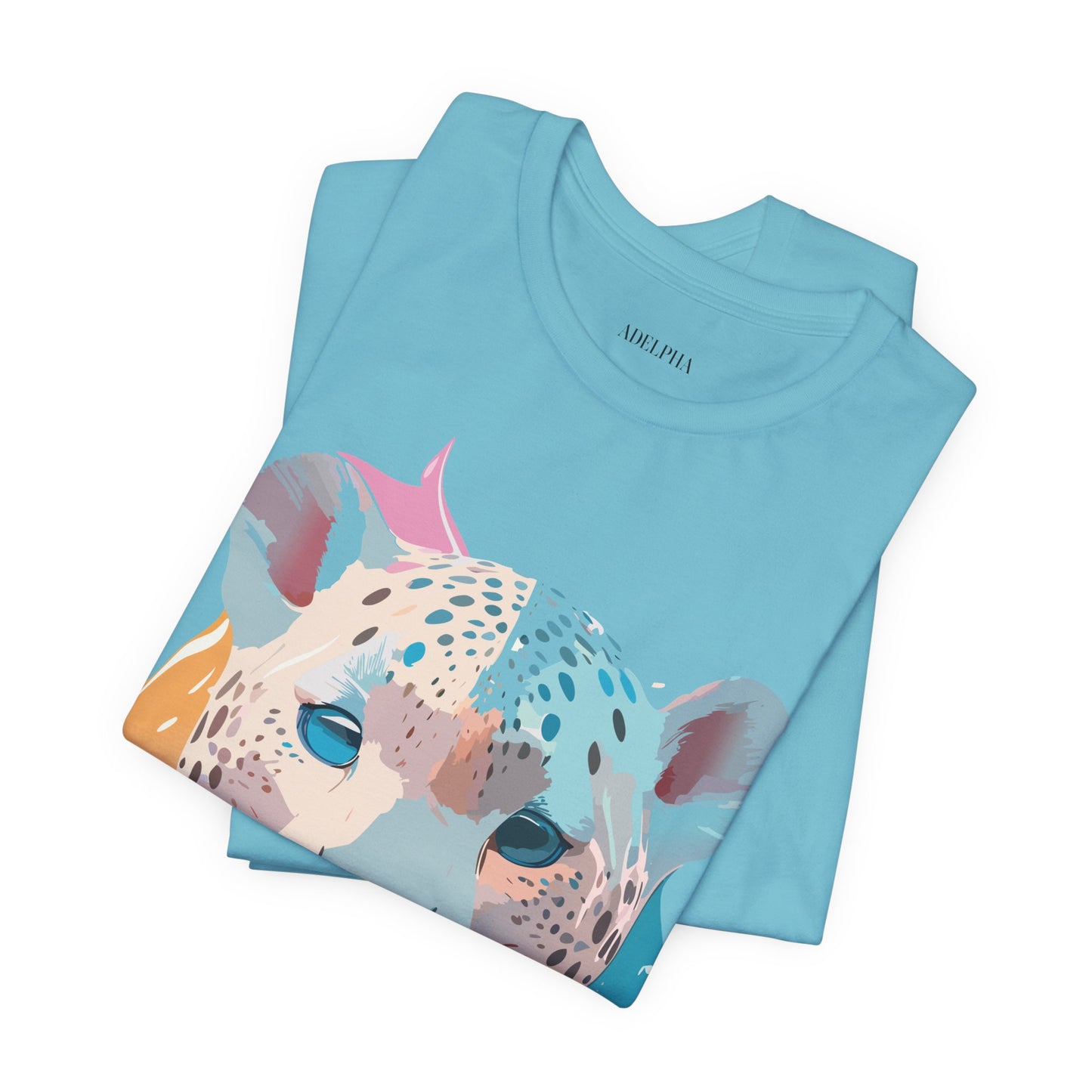 Natural Cotton Tee Shirt with Cheetah