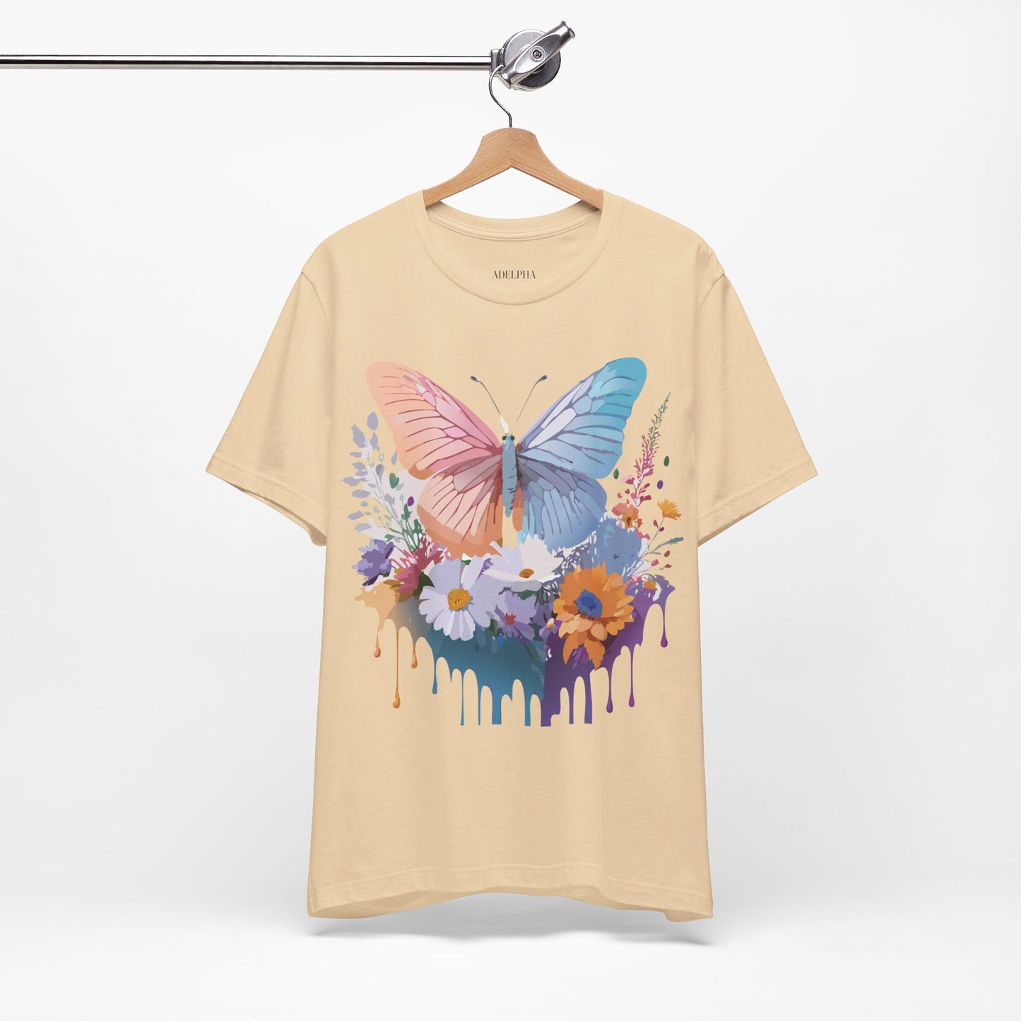 Natural Cotton Tee Shirt with Butterfly