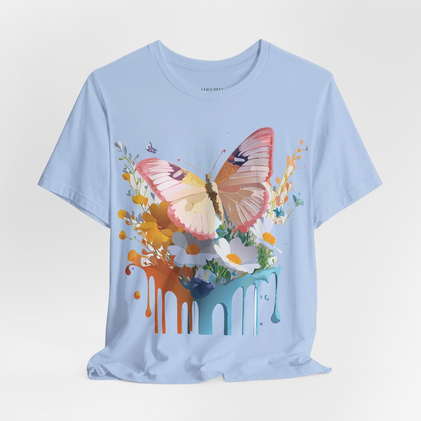 Natural Cotton Tee Shirt with Butterfly