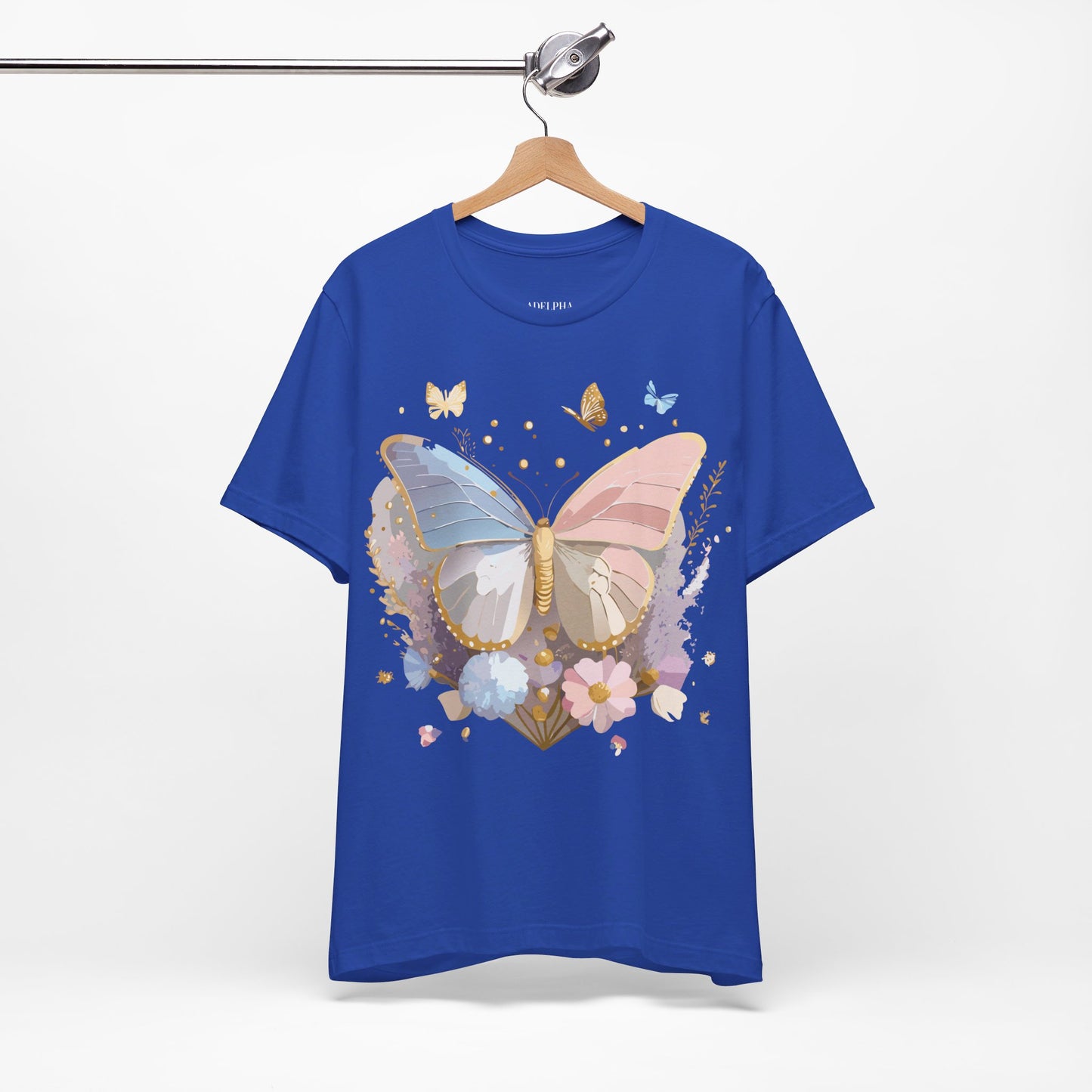 Natural Cotton Tee Shirt with Butterfly