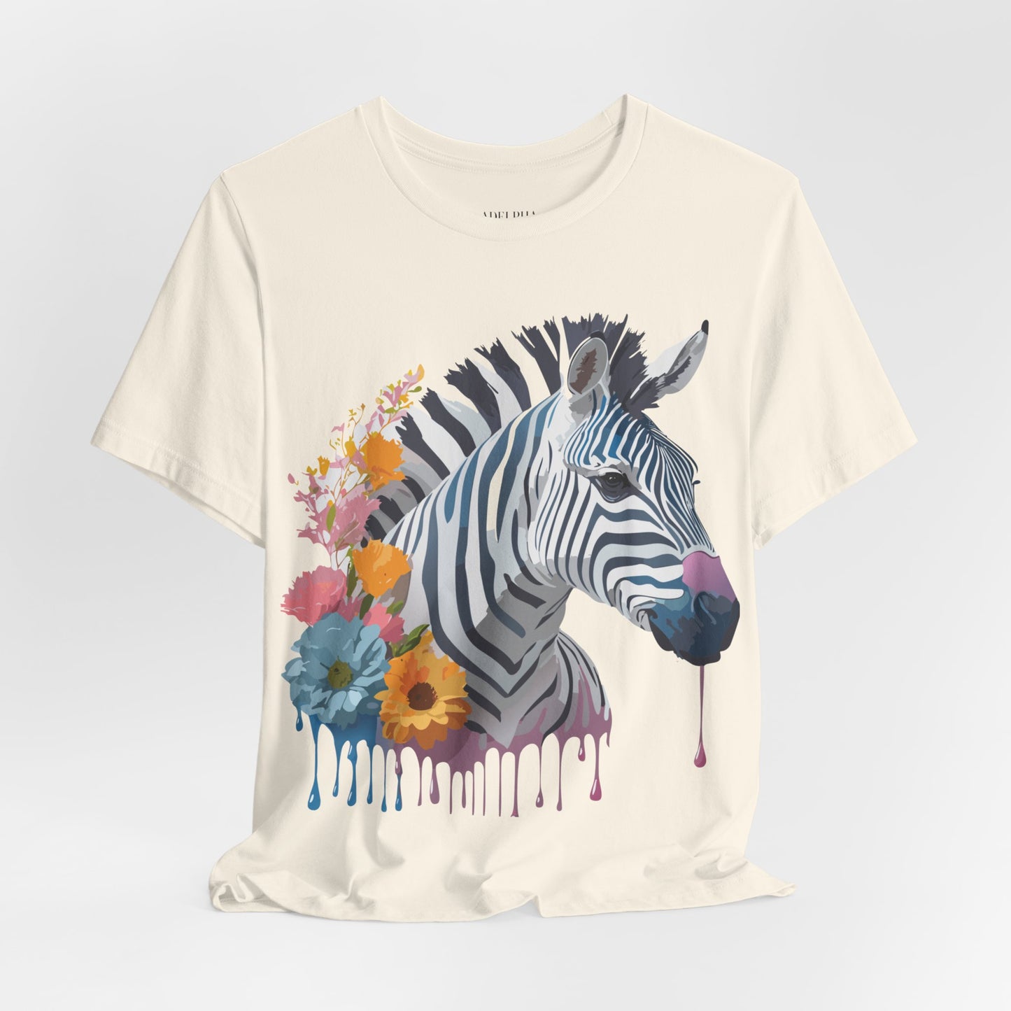 Natural Cotton Tee Shirt with Zebra