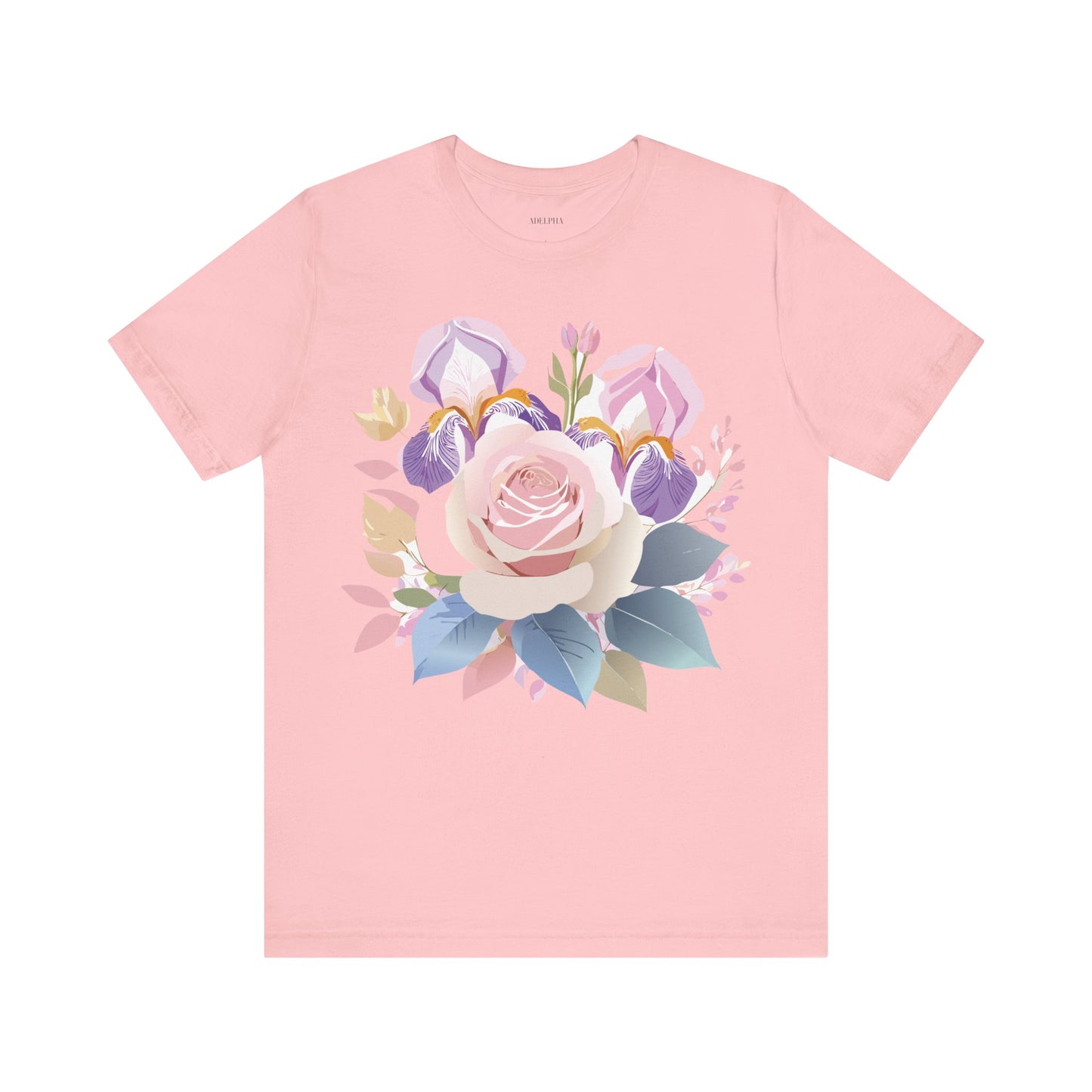 Natural Cotton Tee Shirt with Flowers