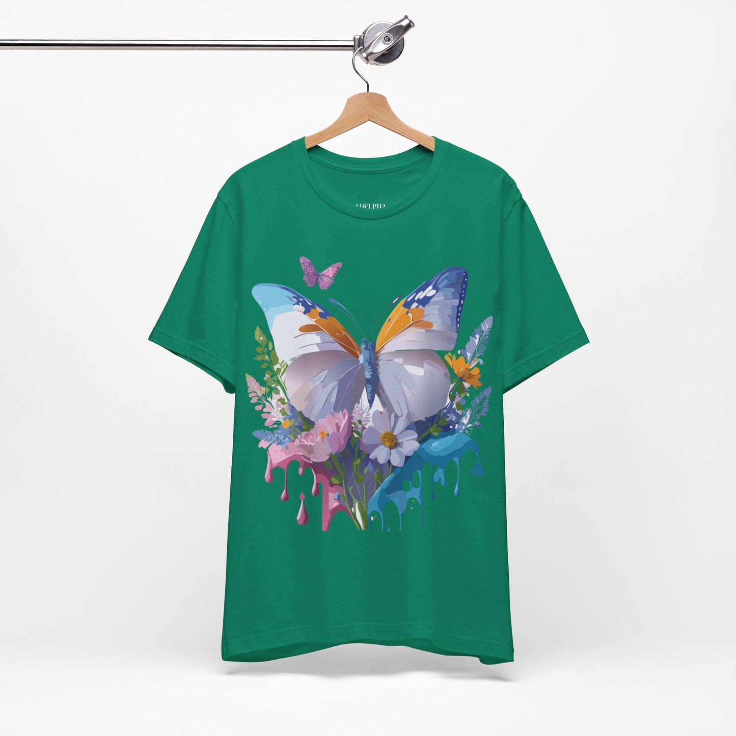 Natural Cotton Tee Shirt with Butterfly