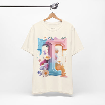 Natural Cotton Tee Shirt - Letters Collection - T Printify