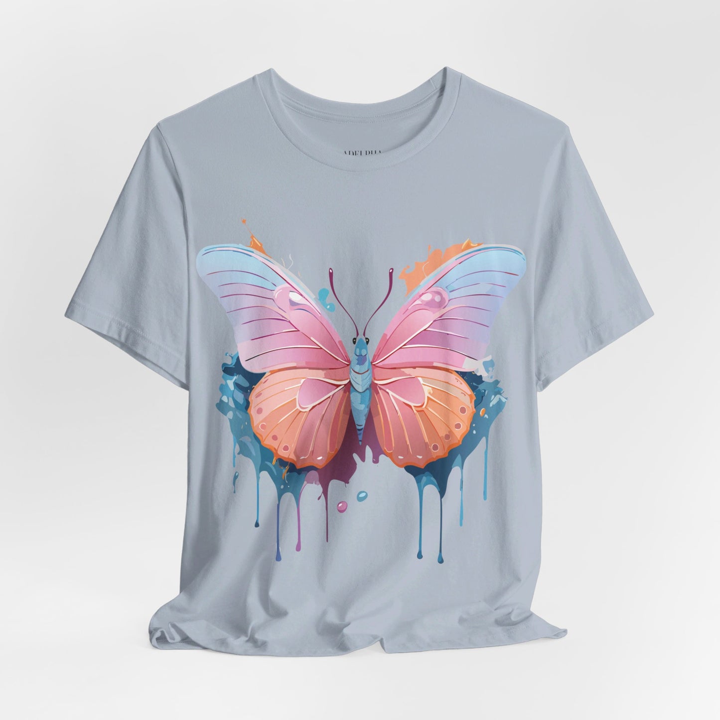 Natural Cotton Tee Shirt with Butterfly